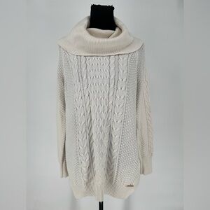 MICHAEL KORS IVORY CABLE KNIT COWL NECK SWEATER‎